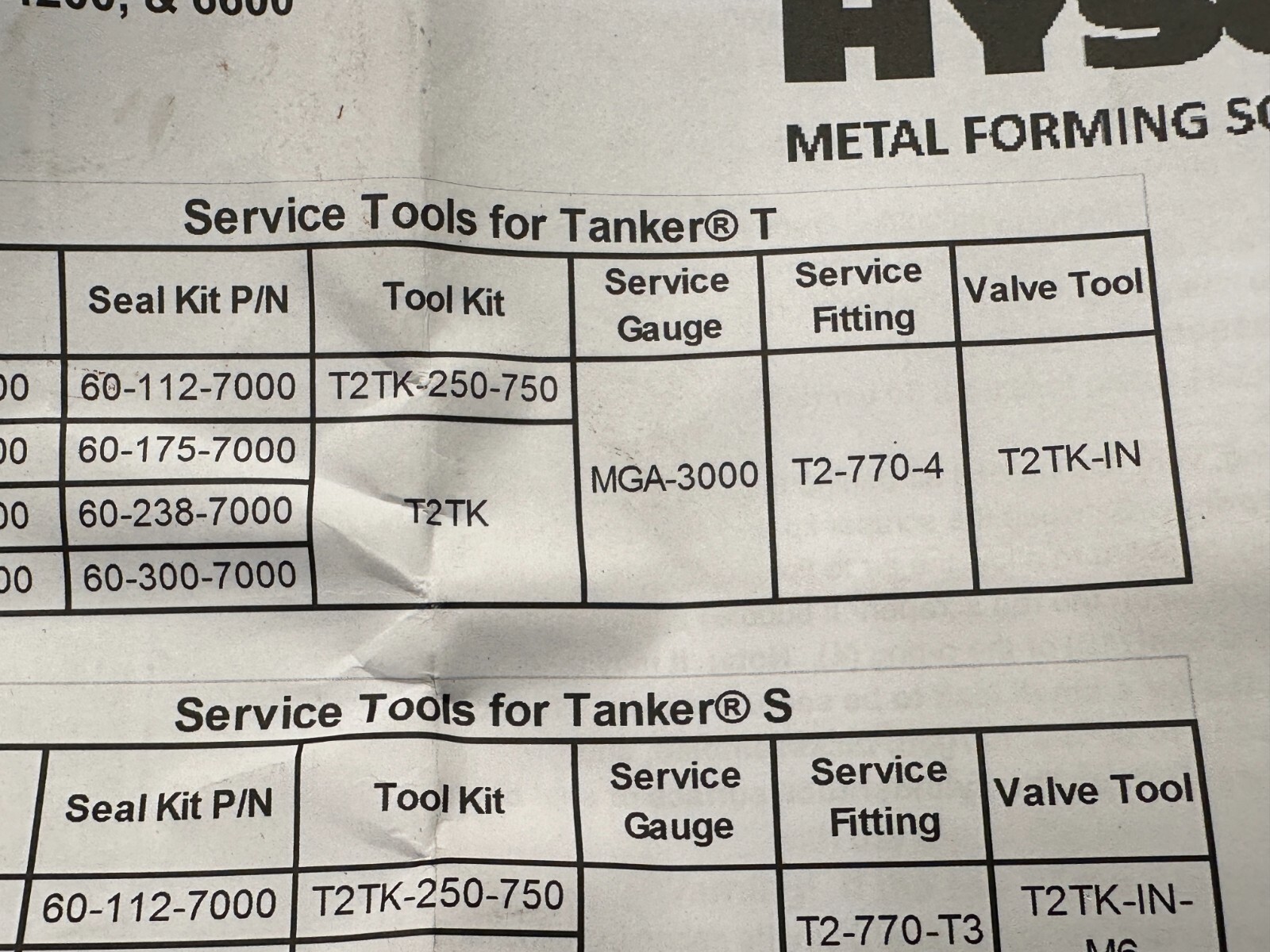 Hyson Metal Forming Solutions 60-238-7000 Seal Kit for TNKS4200 Gas Spring