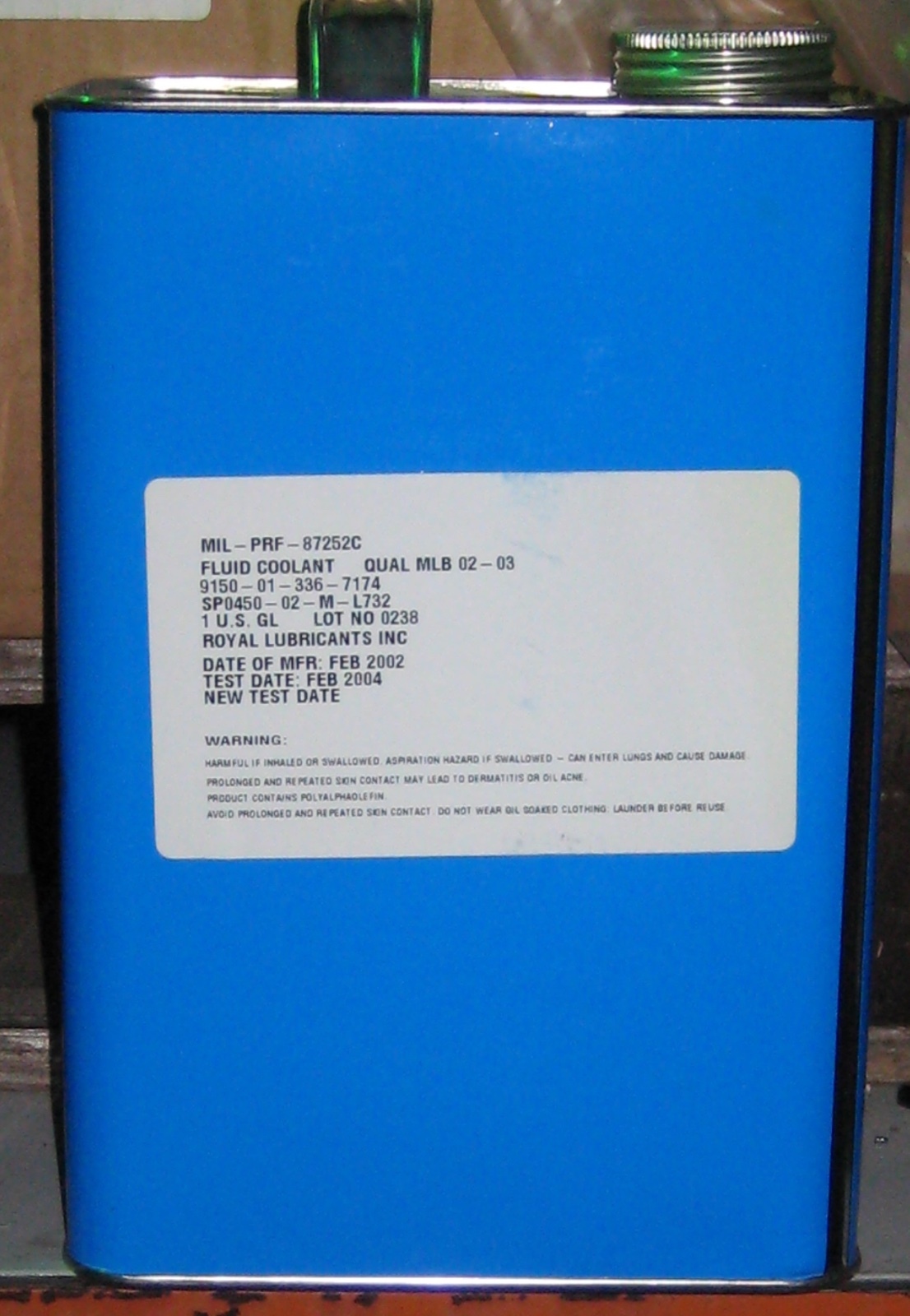 Dielectric Coolant Fluid Royal Lubricants Mil-PRF-87252C – 1 Gallon Can