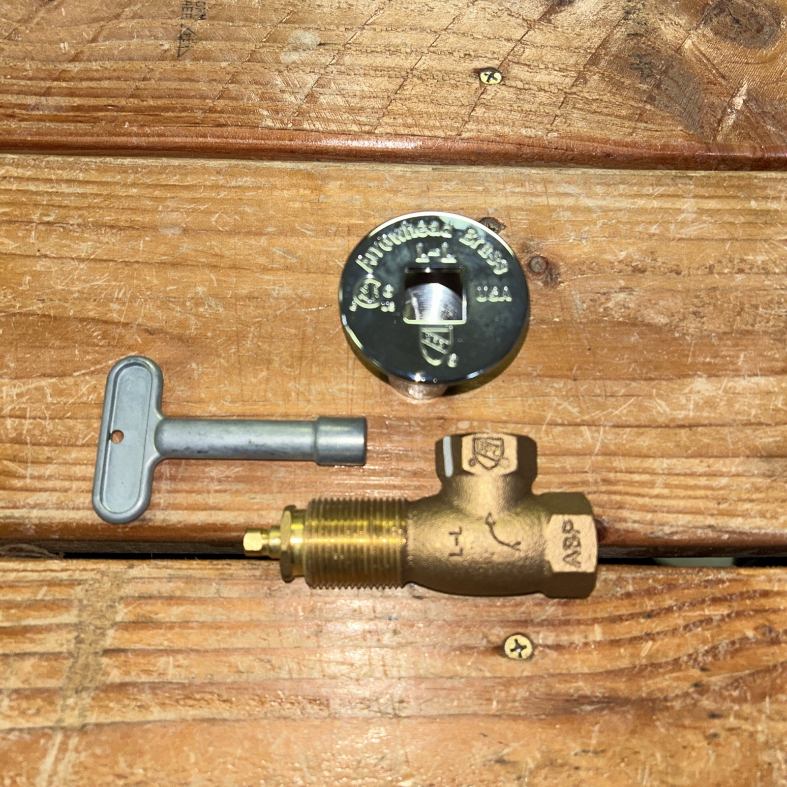 Arrowhead Brass 258 Straight Gas Log Lighter Valve with Chrome Flange and Key