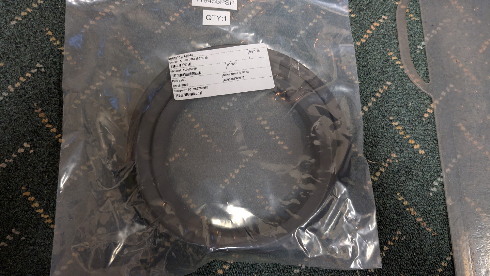 SPX FLOW VEE BELT Item Number: 119455PSP