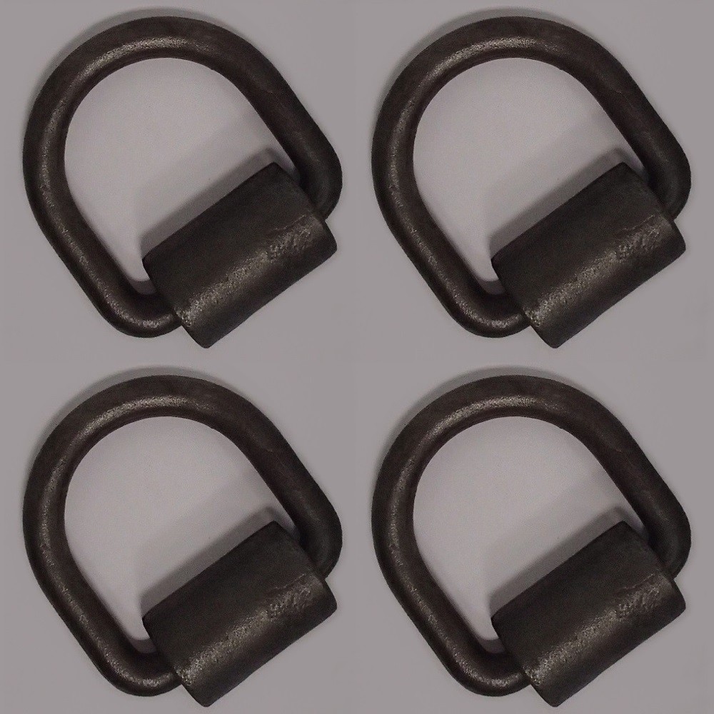 (4) 1/2″ D-Rings with Weld-on Clips Flatbed Truck Trailer Tie Down D Ring & Clip