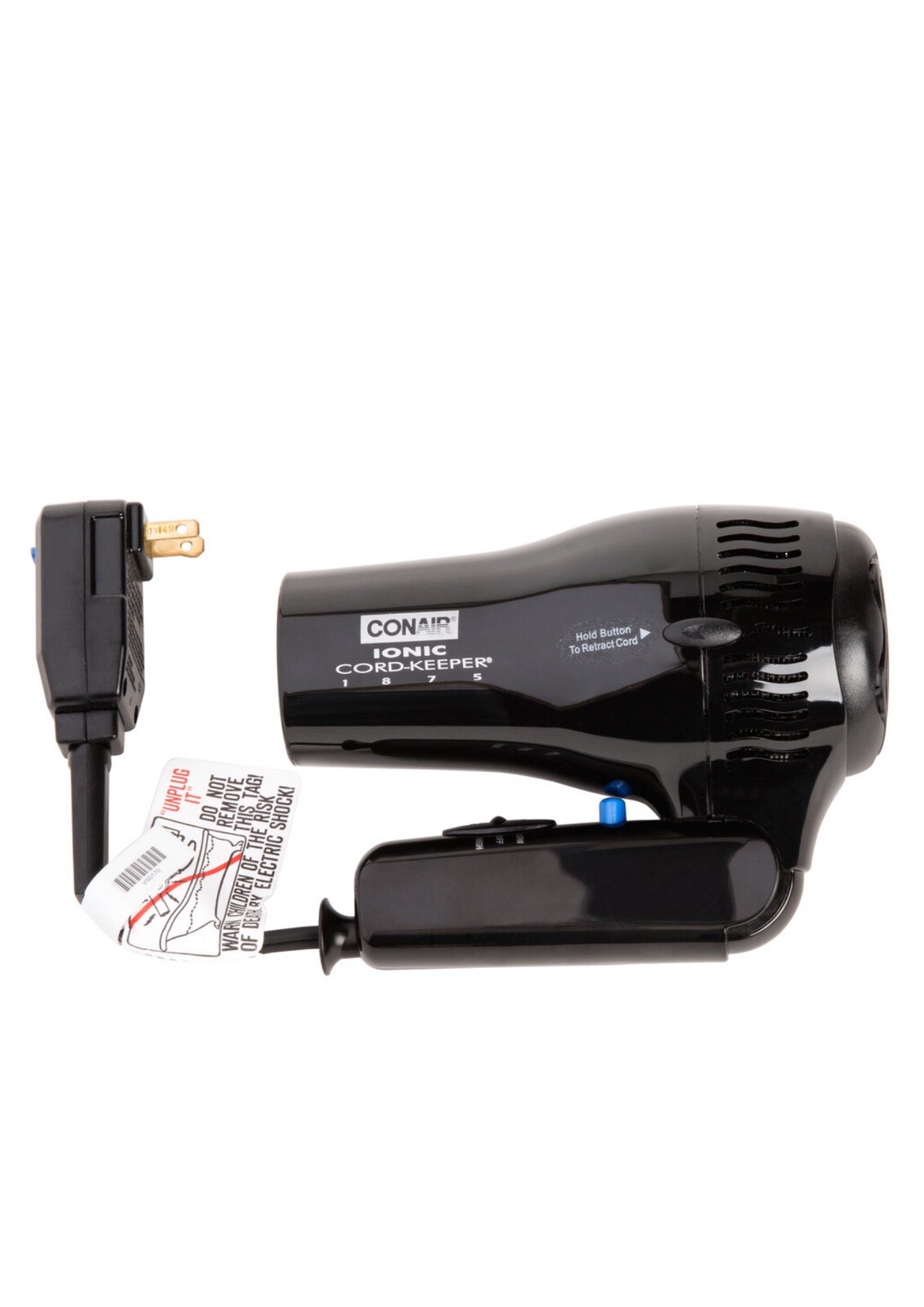 Lot of 2 CONAIR Folding Hairdryer, Handheld, Black, 1875 Watts, Ion 169BIW