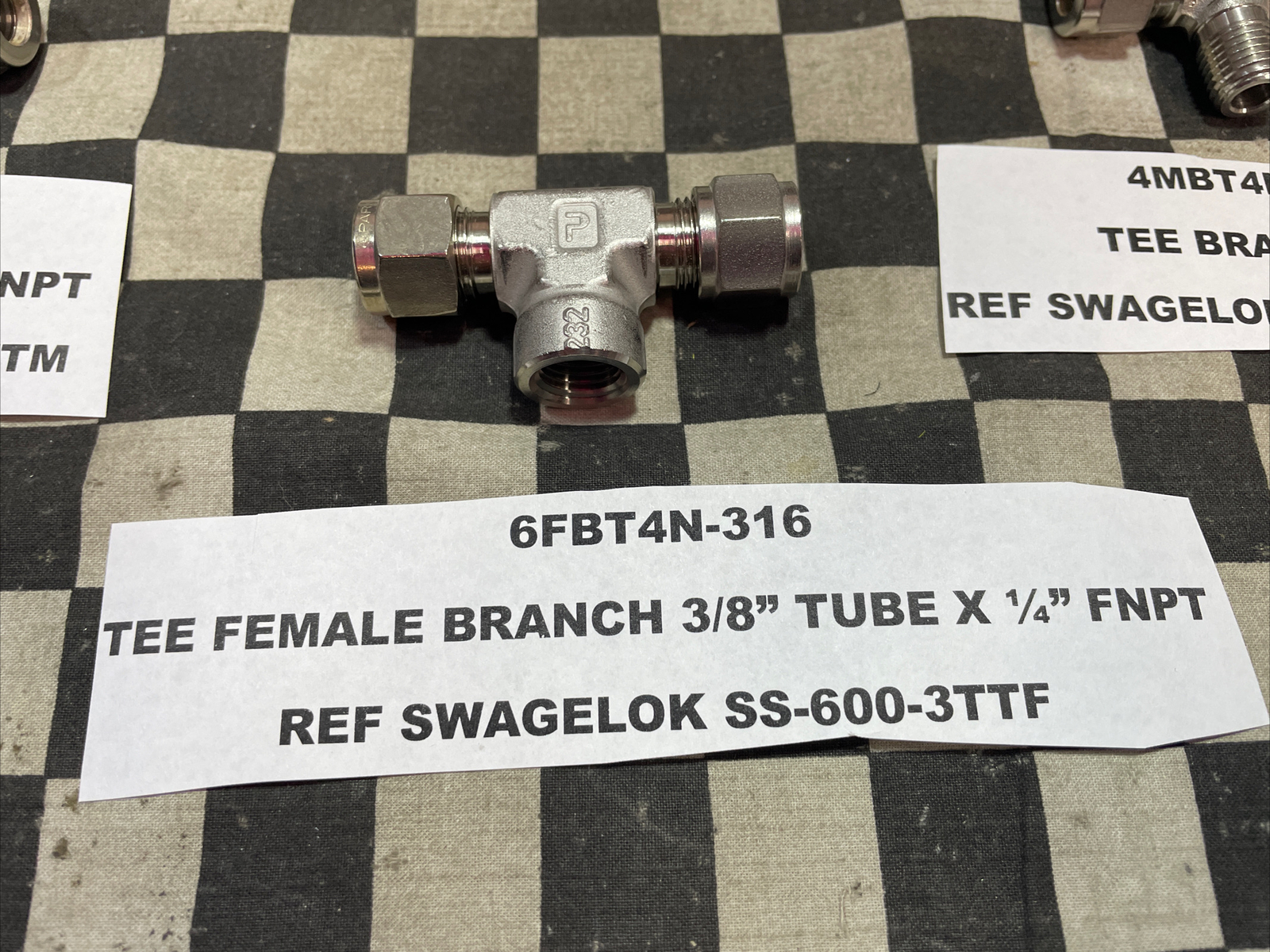 PARKER 4MBT4N-316 6FBT4N-316 6MBT6N-316, TEE BRANCH LOT OF 3 SHIPSAMEDAY#1637F33