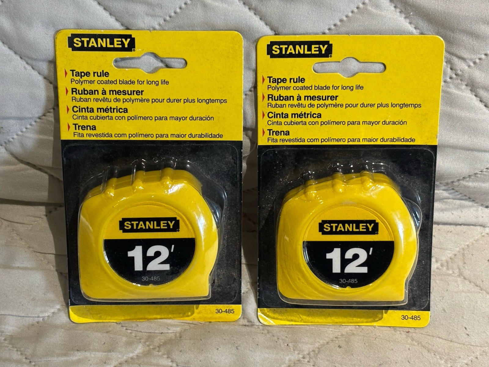 LOT OF 2 NEW Stanley 30-485 Tape Measure with Belt Clip Yellow 12 FT SHIPS FREE