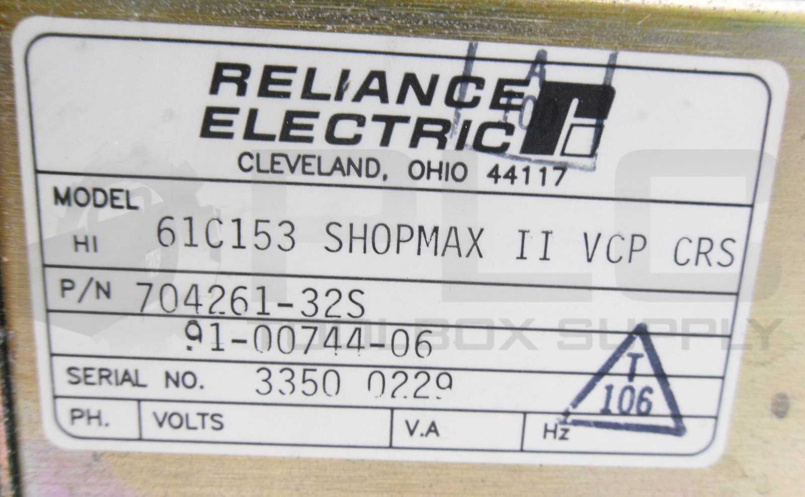 RELIANCE ELECTRIC SHOPMAX 91-00744-06 704261-32S 704261-32SA 61C153 92-00764-00