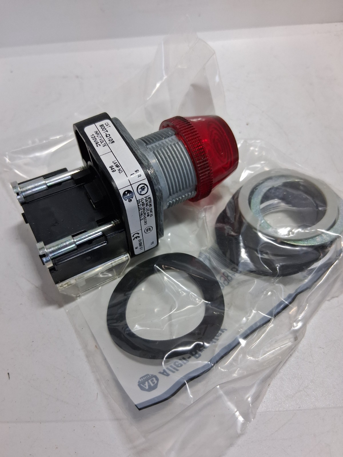 ALLEN BRADLEY 800T-Q10R PILOT LIGHT RED 120V 120VAC/DC SERIES U NNB