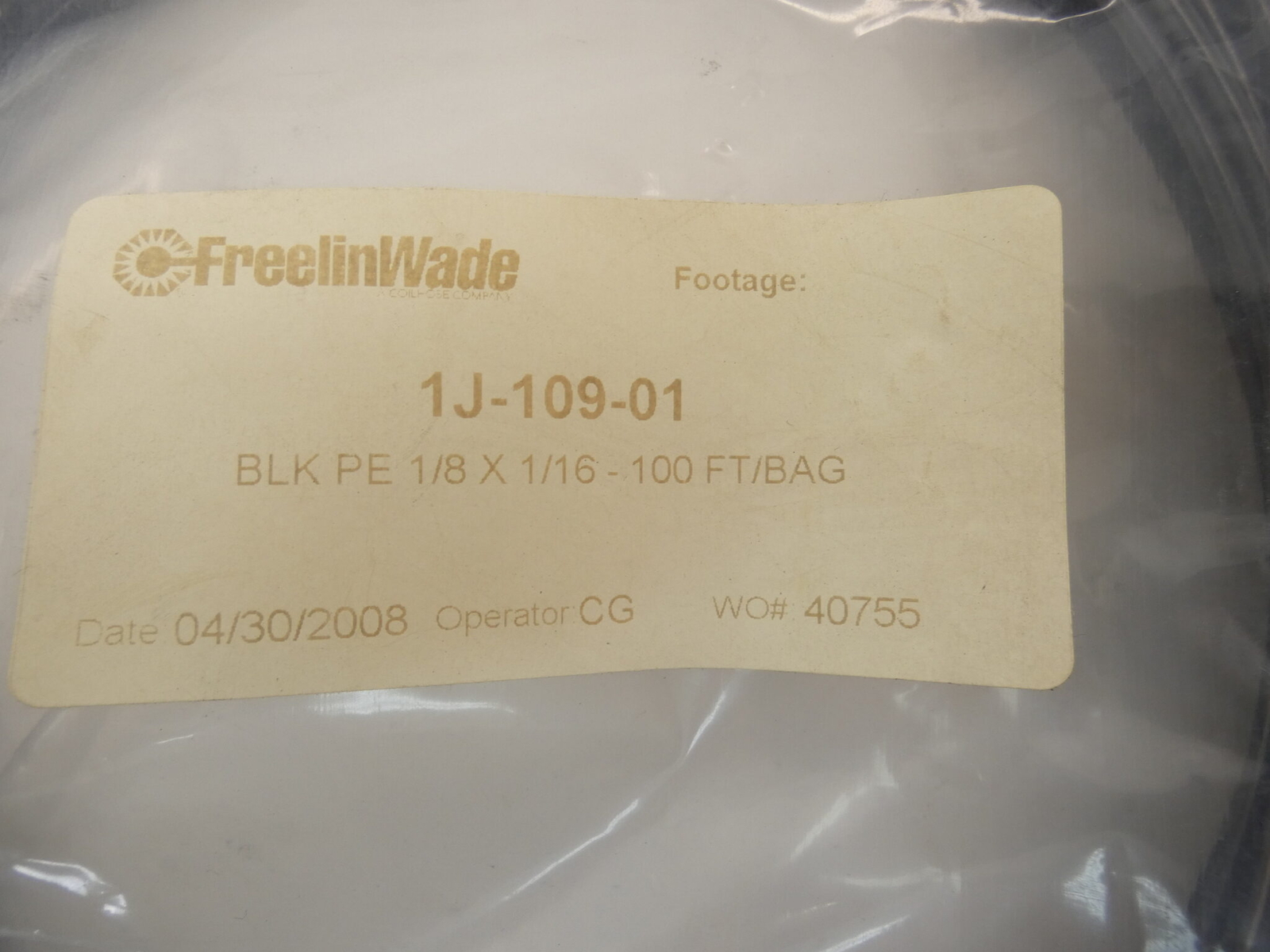 Freelin Wade 1J-109-01 Black Tubing 1/8″ x 1/16″, 100′ – NEW Surplus!