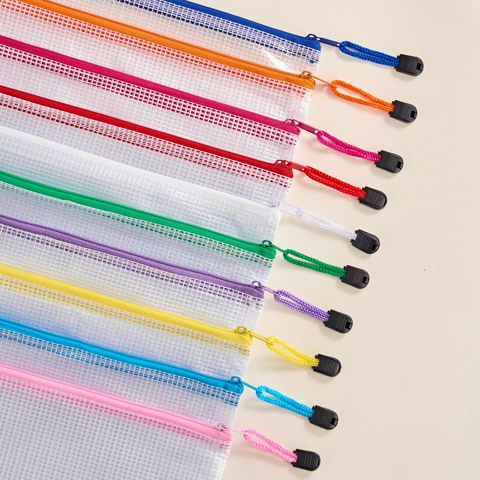 JARLINK A4 Letter Size 24 Pack 10 Colors Zipper Mesh Document Multicolor