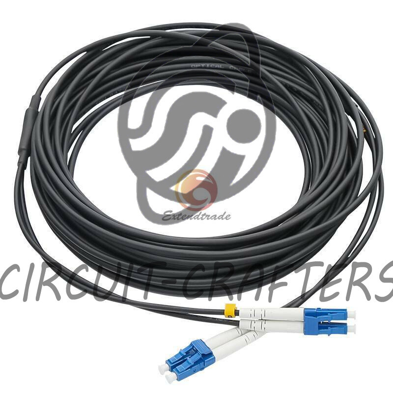 40M Black Armored Fiber Cable Duplex Fiber Optic Patch Cord LC-LC UPC SM 9/125