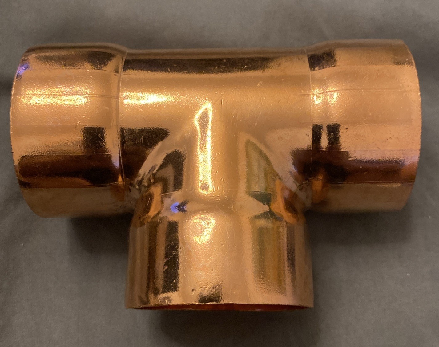 Unbranded 4.5” x 2” Sweat Copper Reducing Tee NOS Plumbing