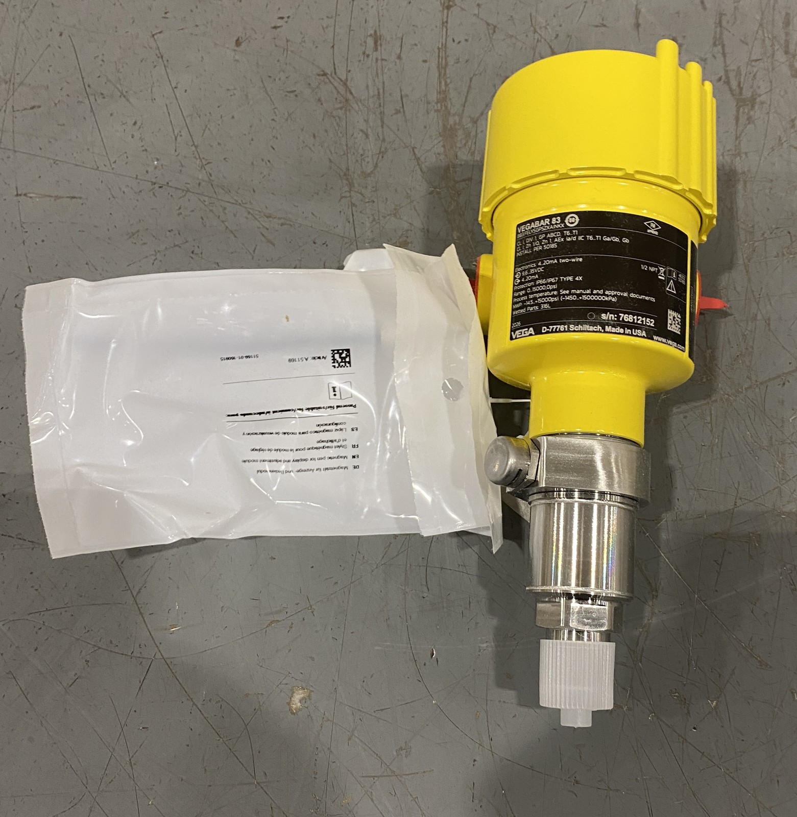 Vega 2.5 Bar Pressure Transmitter B83.FELYSGPSZXAINKX