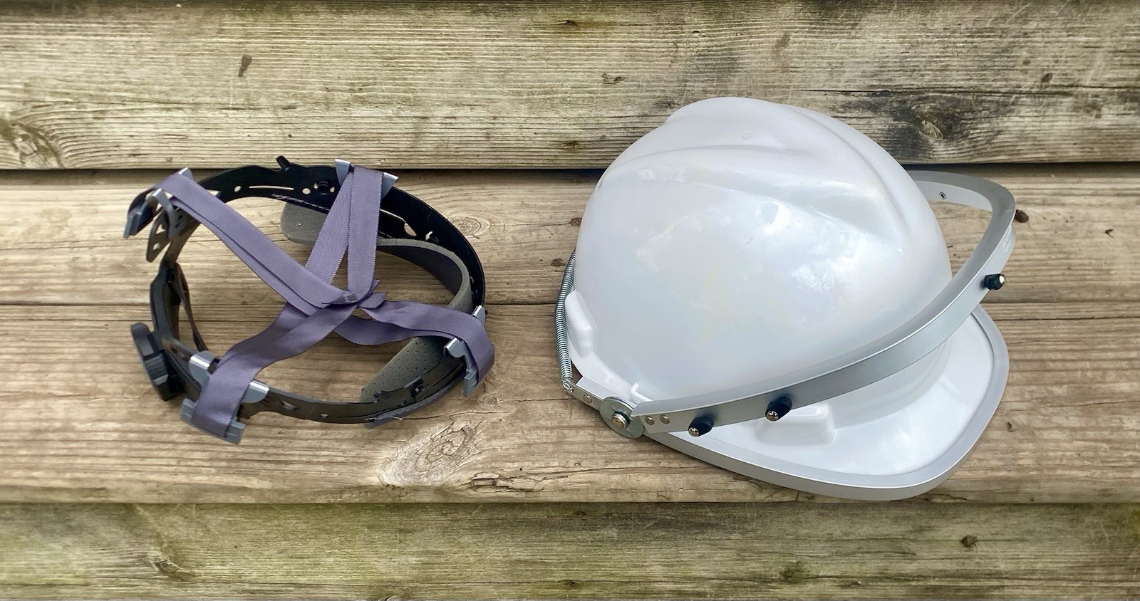 MSA V Gard White Hard Hat & MCR Safety 102 Aluminum Face Shield Frame Class E