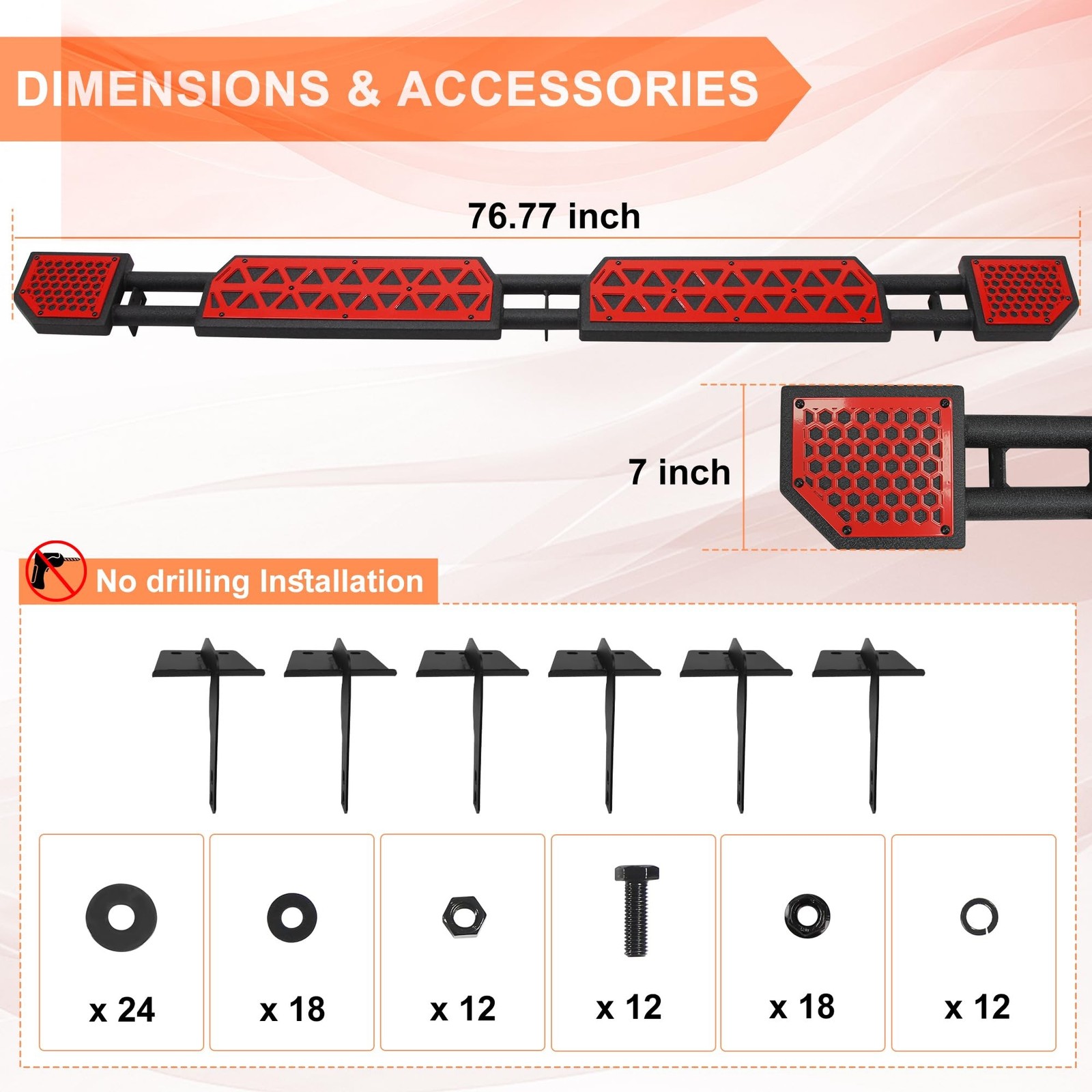 Red Running Boards Fit for Dodge Ram 1500 2019-2025 2026 New Body Side Steps …