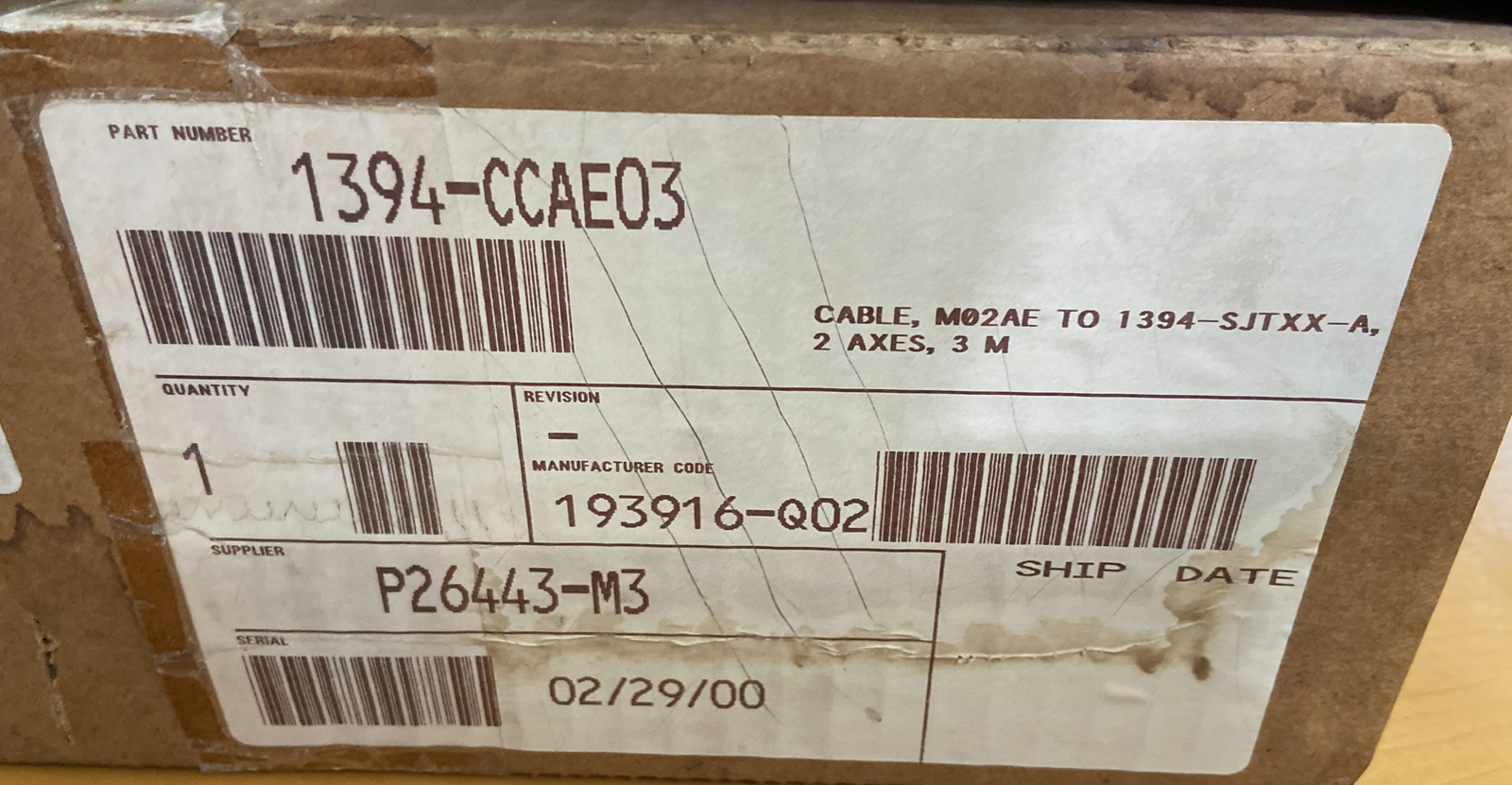 ALLEN-BRADLEY 1394-CCAE03 TWO AXIS ANALOG SERVO CABLE (New, In Box)