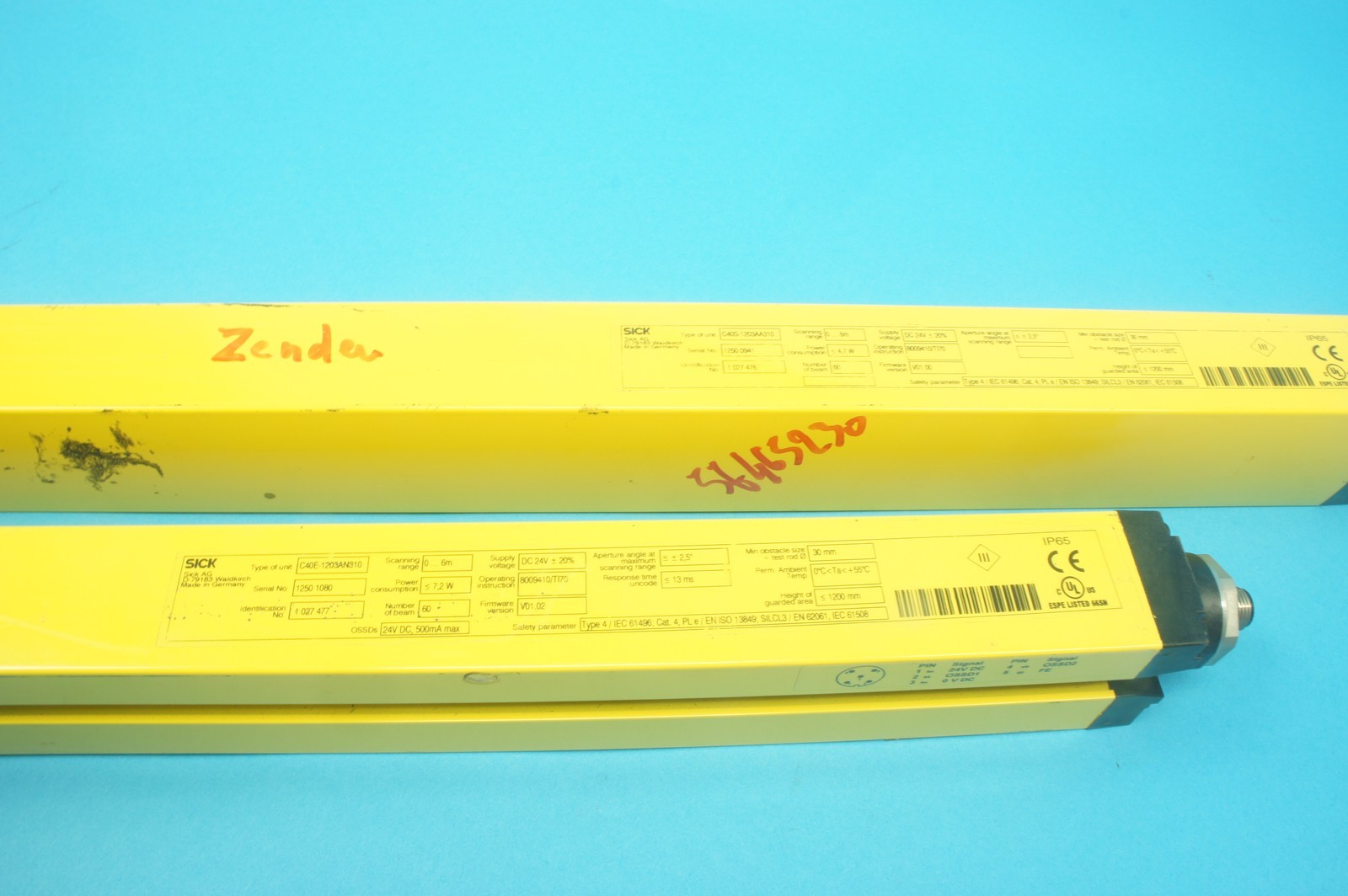 Sick C4000 ECO set of C40S-1203AA310/1027476 and C40E-1203AN310/1027477 24VDC 6m