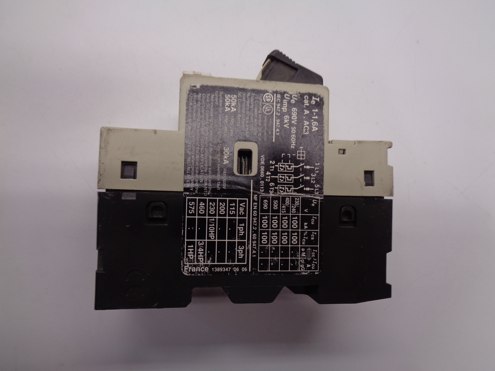 TELEMECANIQUE GV2-M06 STARTER 1-1.6AMP NSNP