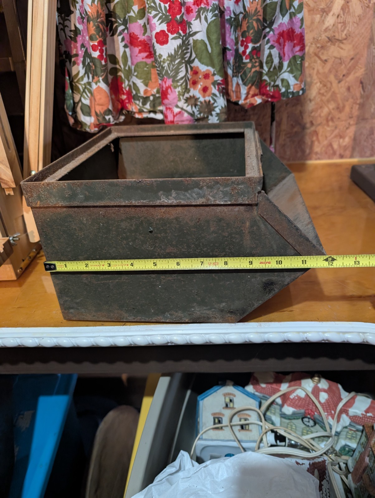 Metal Parts Bin With Handles Stacking Box Industrial vintage