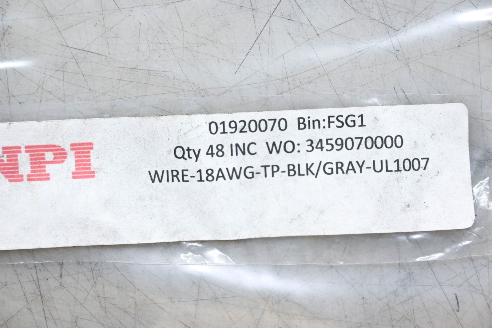 NPI 01920070 4ft 18AWG Wire Black/Gray NOS