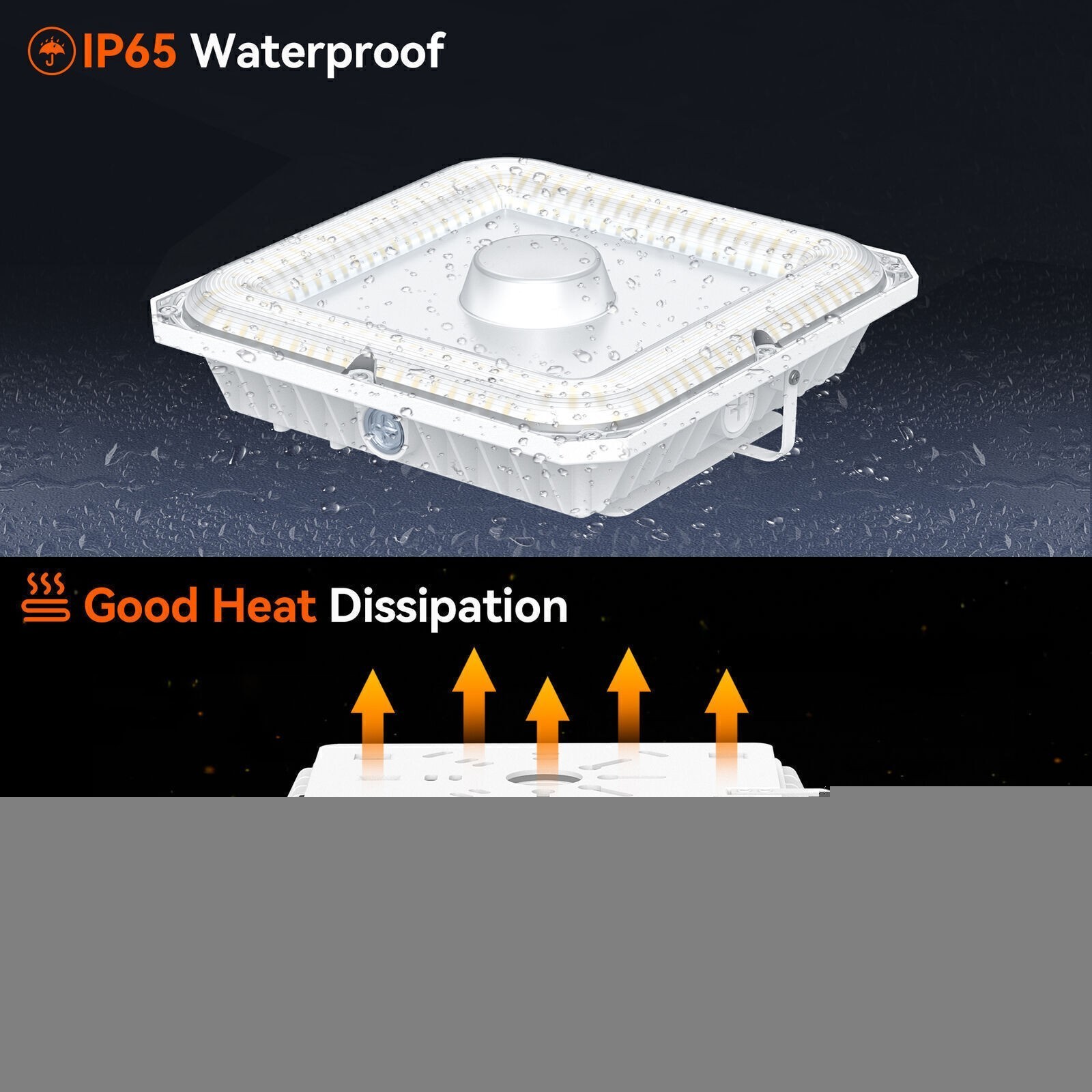 2Pcs 100W LED Gas Station Canopy Lights Commercial Parking Lot Lamp 4500K~5700K