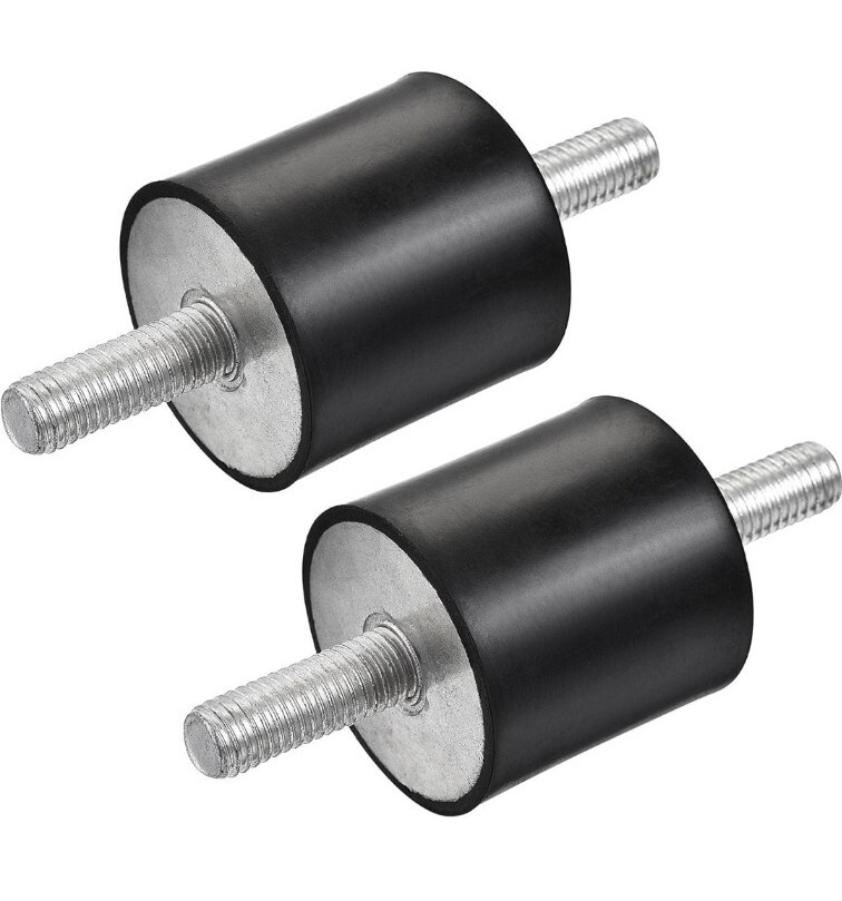 2 Pc Rubber Mounts 30mmX30mm M6X18mm 2.5 Inch From Top To Bottom. Rubber 1 1/4