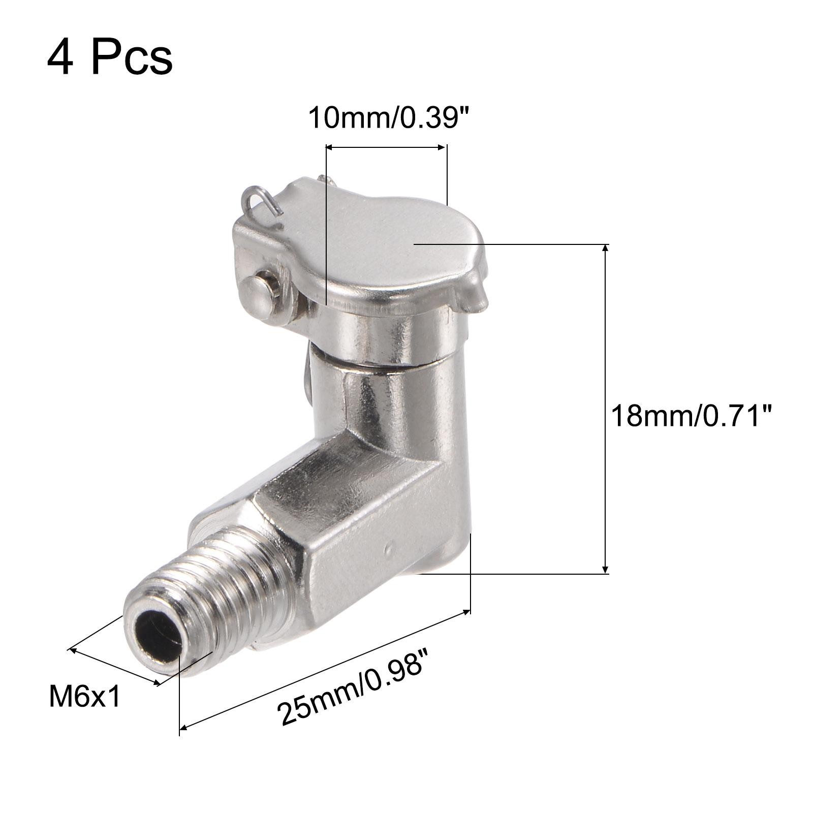 4 x Grease Oil Cup Spring Cap M6x1 L-Shaped Male Thread Carbon Steel Lubricator