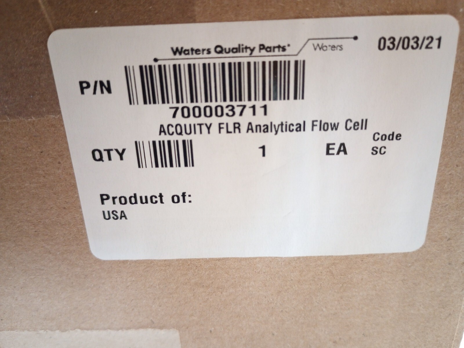 WATERS ACQUITY UPLC FLR FLOWCELL with PART # SKU 700003711 **NEW-IN-BOX**