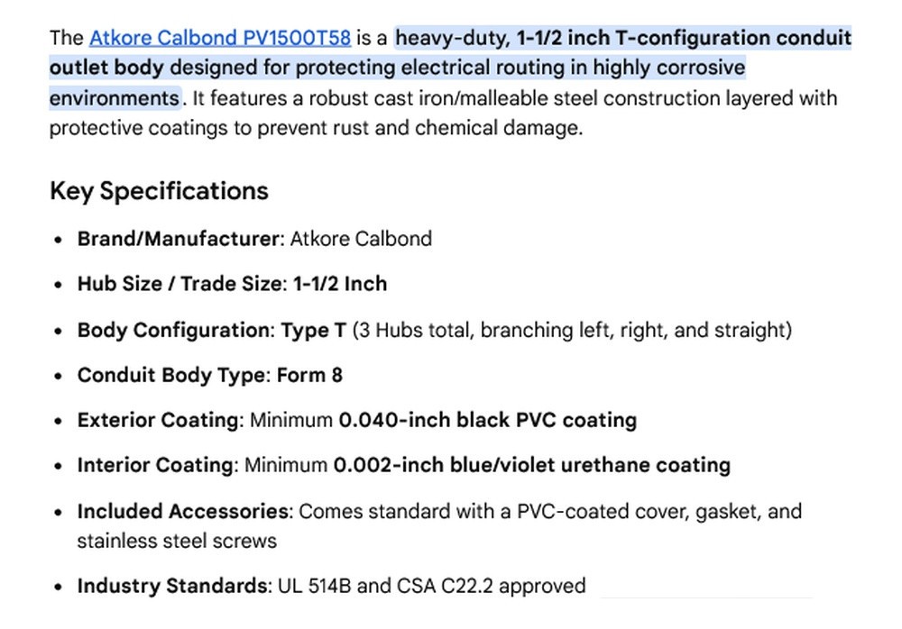 1 NEW CALBOND PV1500T58 1-1/2″ T FORM 8 CONDUIT OUTLET BODY NNB ***MAKE OFFER***