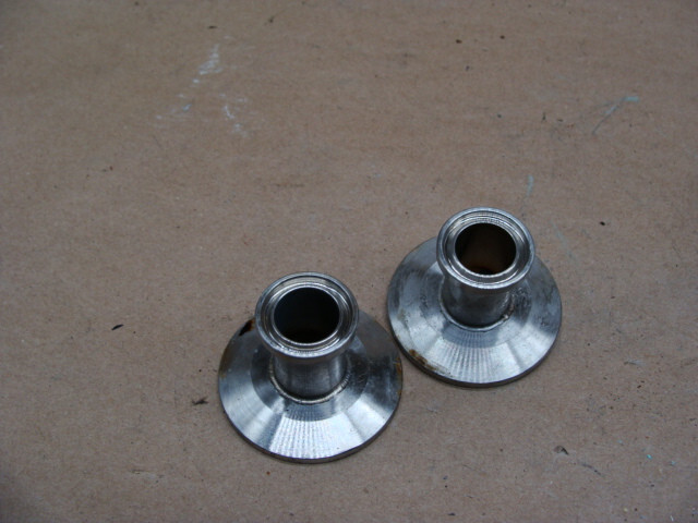 LOT OF 2 TRI-CLAMP SANITARY TUBE 1-1/4″ L X 5/8″ID FLANGE END 2″ OD X 5/8″ID
