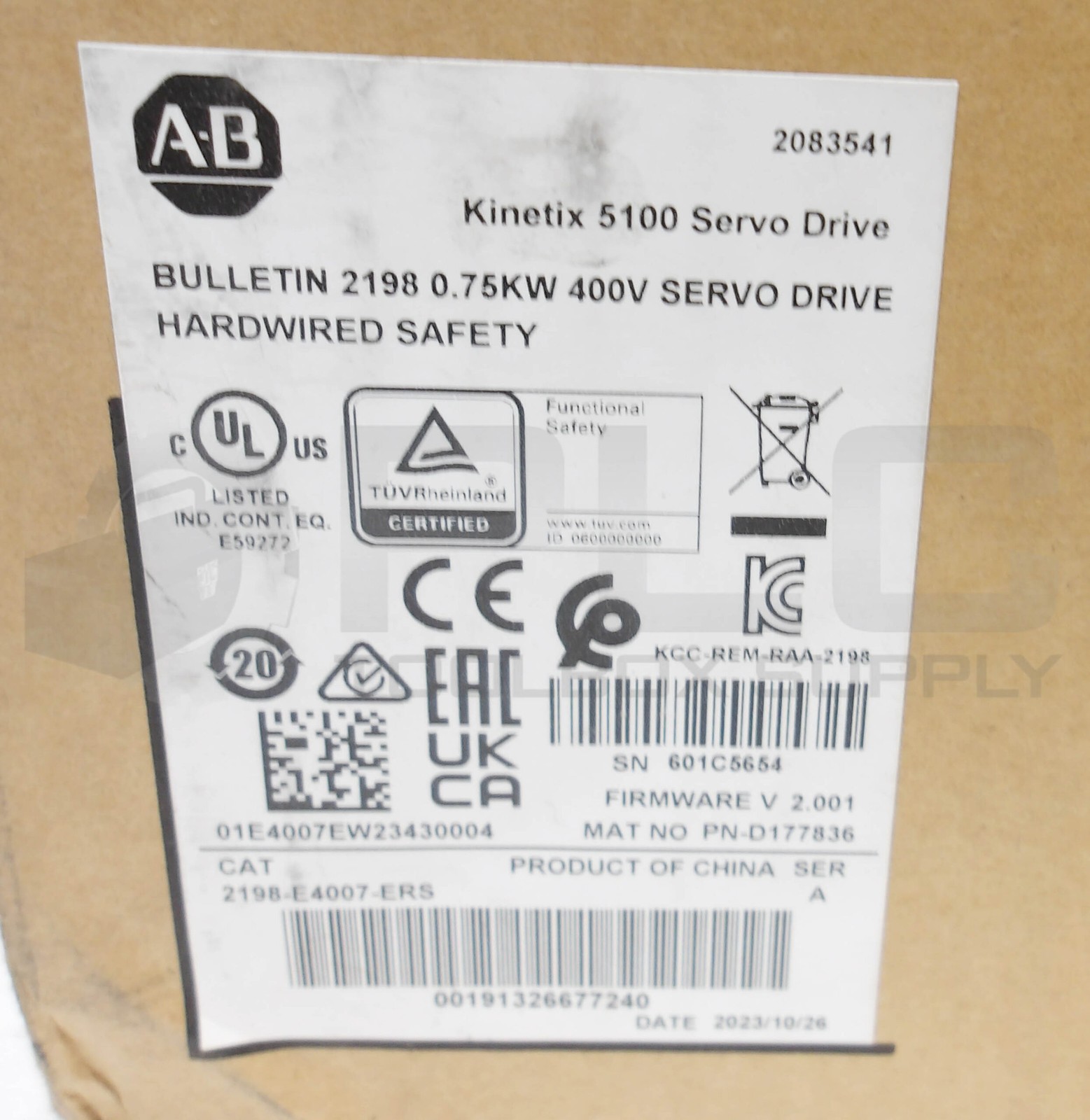 NEW ALLEN BRADLEY 2198-E4007-ERS /A SERVO DRIVE 380-480VAC 2.31A 3PH DATE 2023