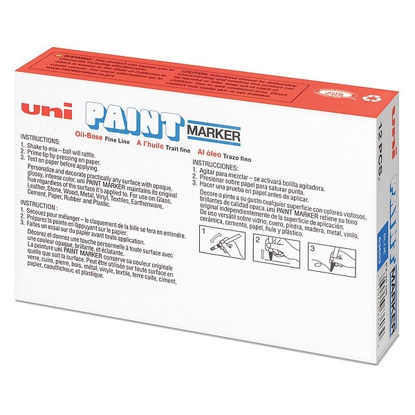 Uni-Paint 63603 Permanent Marker, Medium Tip, Blue Color Family, Paint, 12 Pk