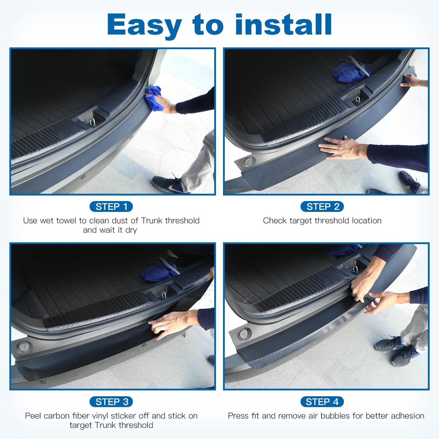 Universal Rear Bumper Protector, 40×2.75 Inches Carbon Fiber Textured Anti-Sc…