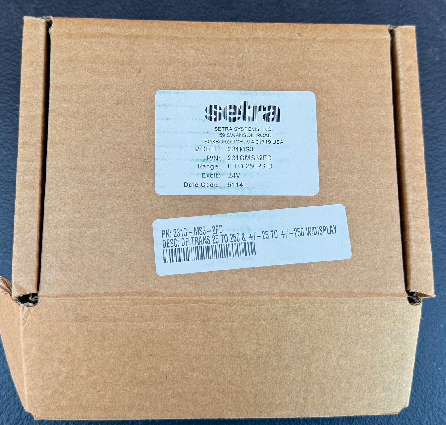 Setra 231G-MS3-2FD Wet-To-Wet XDUCER 25, 50, 125, 250# W/DISPLAY