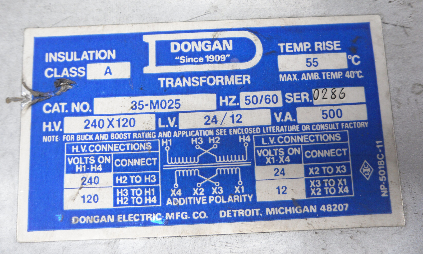 NEW DONGAN 35-M025 TRANSFORMER 50/60HZ 120-240V