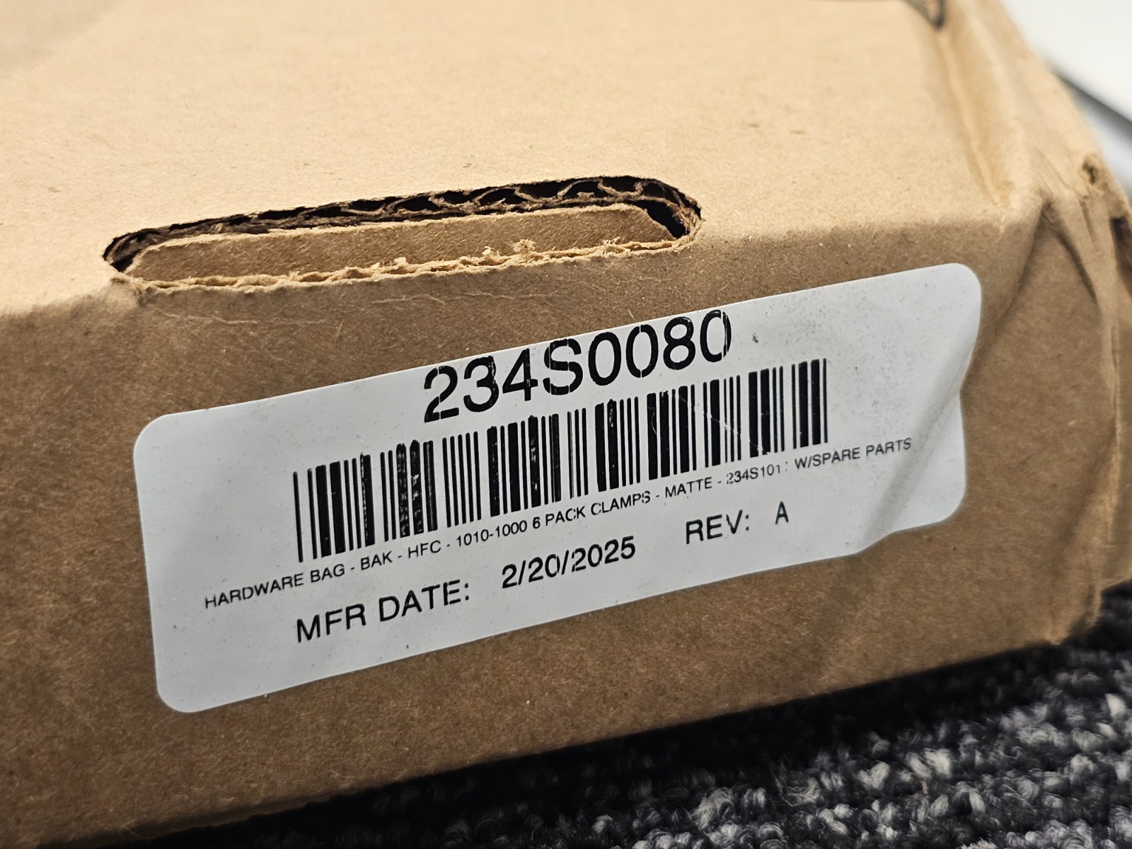 234S0080 HARDWARE BAG BAK HFC 1010-1000 CLAMPS MATTE