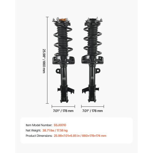 Front Shock Absorber Strut Assembly, 2Pcs Shock and Strut Assembly with Coil Spr