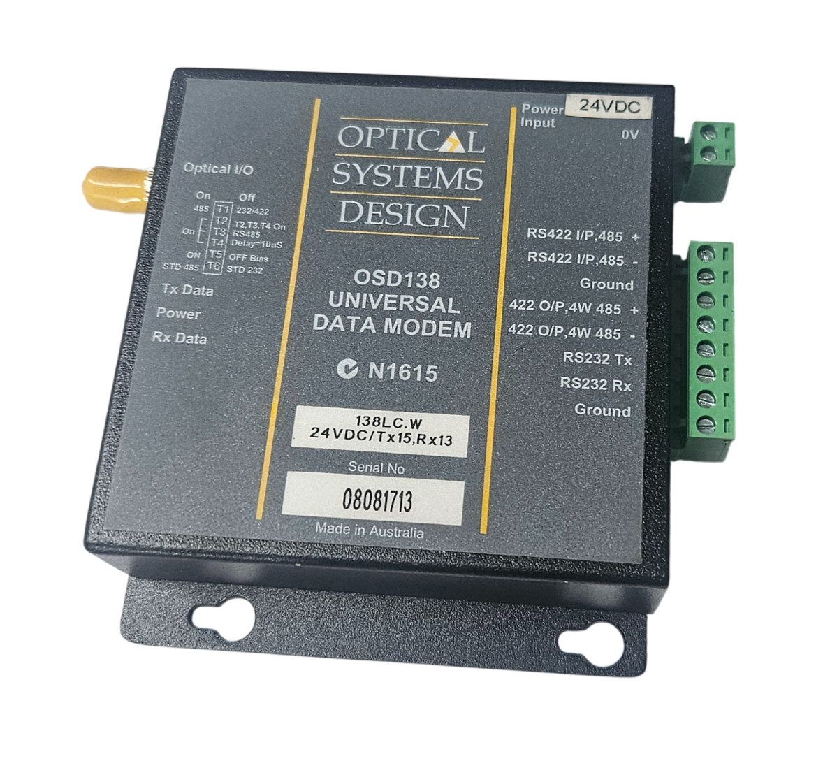 Optical Systems Design OSD138 Data Modem 138LC.W 24VDC / Tx13, Rx15