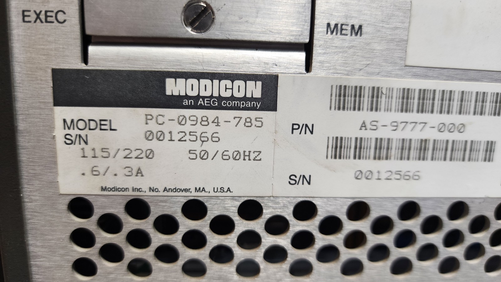 AEG 984 Modicon Programmable Controller PC-0984-785 For Parts Only