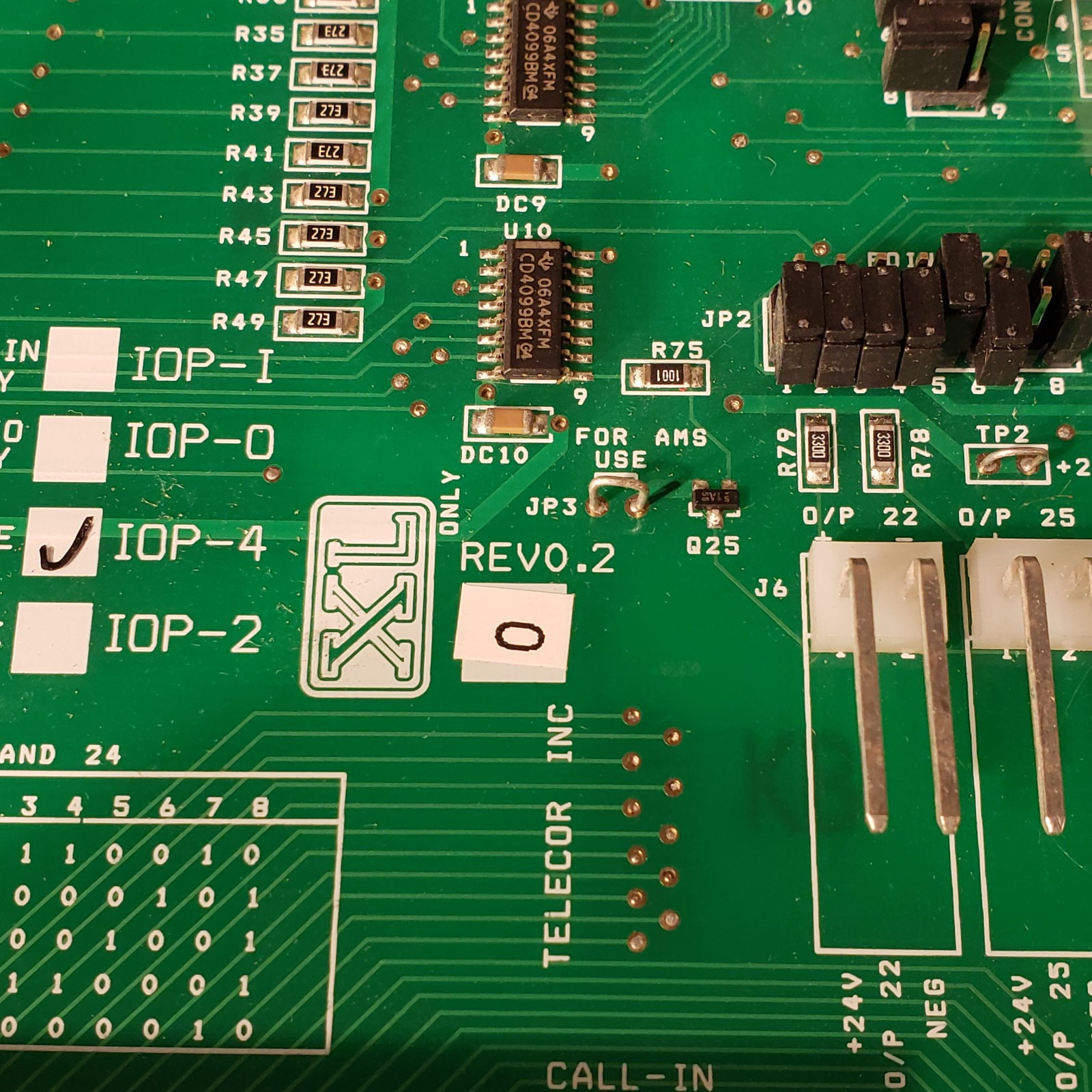 Telecor IOP-4 Rev 0.2 4 Wire File E-37 Plug In Module Control Board