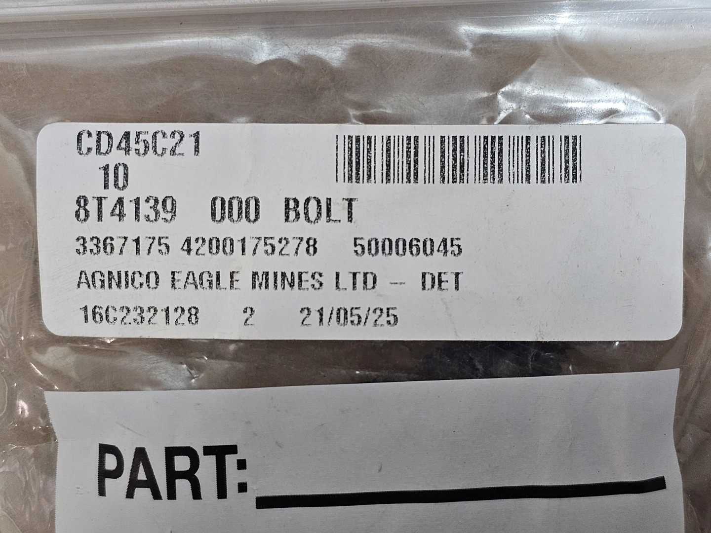 SURPLUS NEW Caterpillar 8T-4139 Hex Head Bolt (Pack of 10) – Heavy Machinery