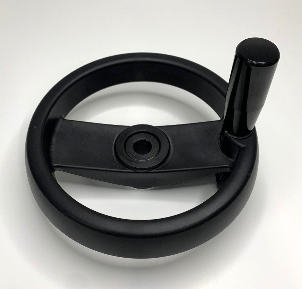 Elesa Handle for Machine, 6″ Dia. Handwheel, 1″ Dia. Steel Hub, 1/2″ Bore