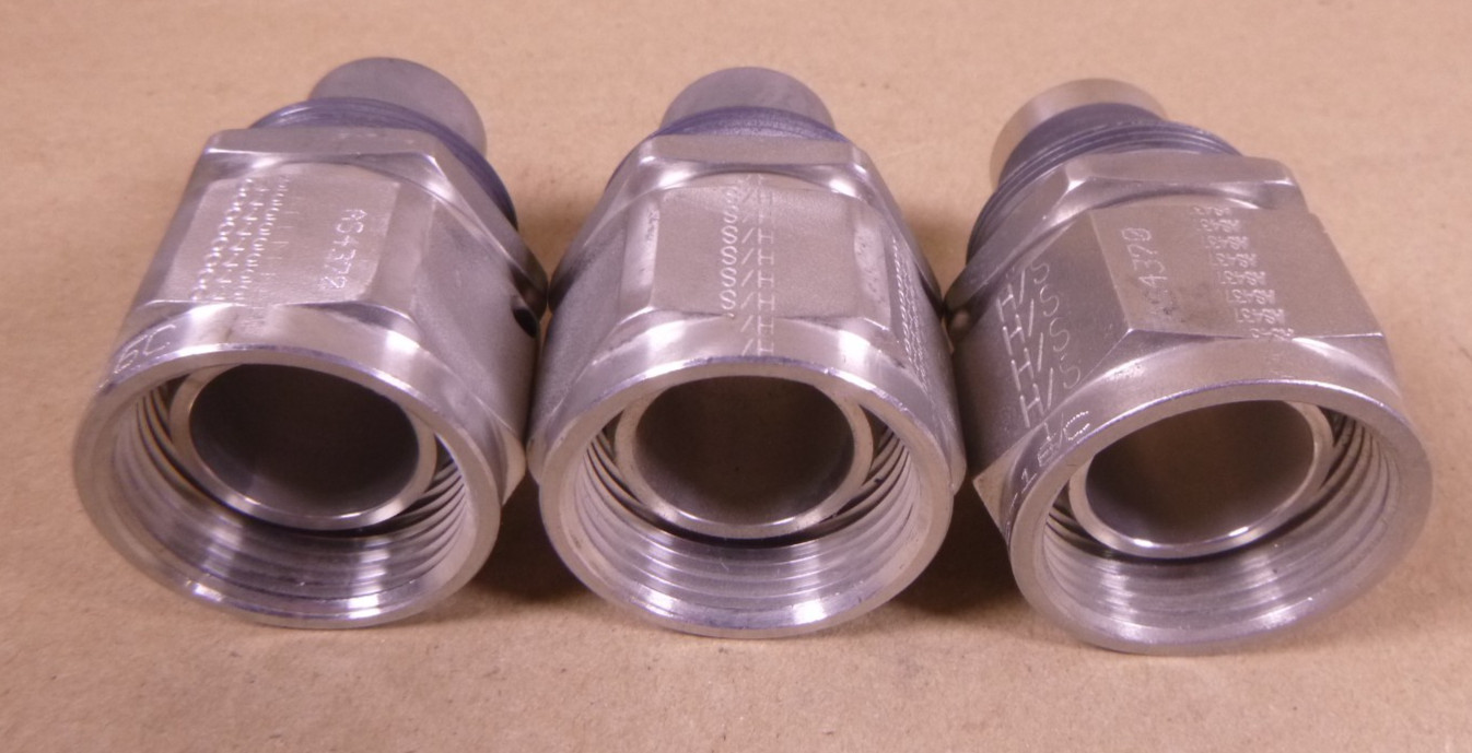 (3x) MS27386-16C Tube To Hose Straight Adapter , 4730-00-933-0713