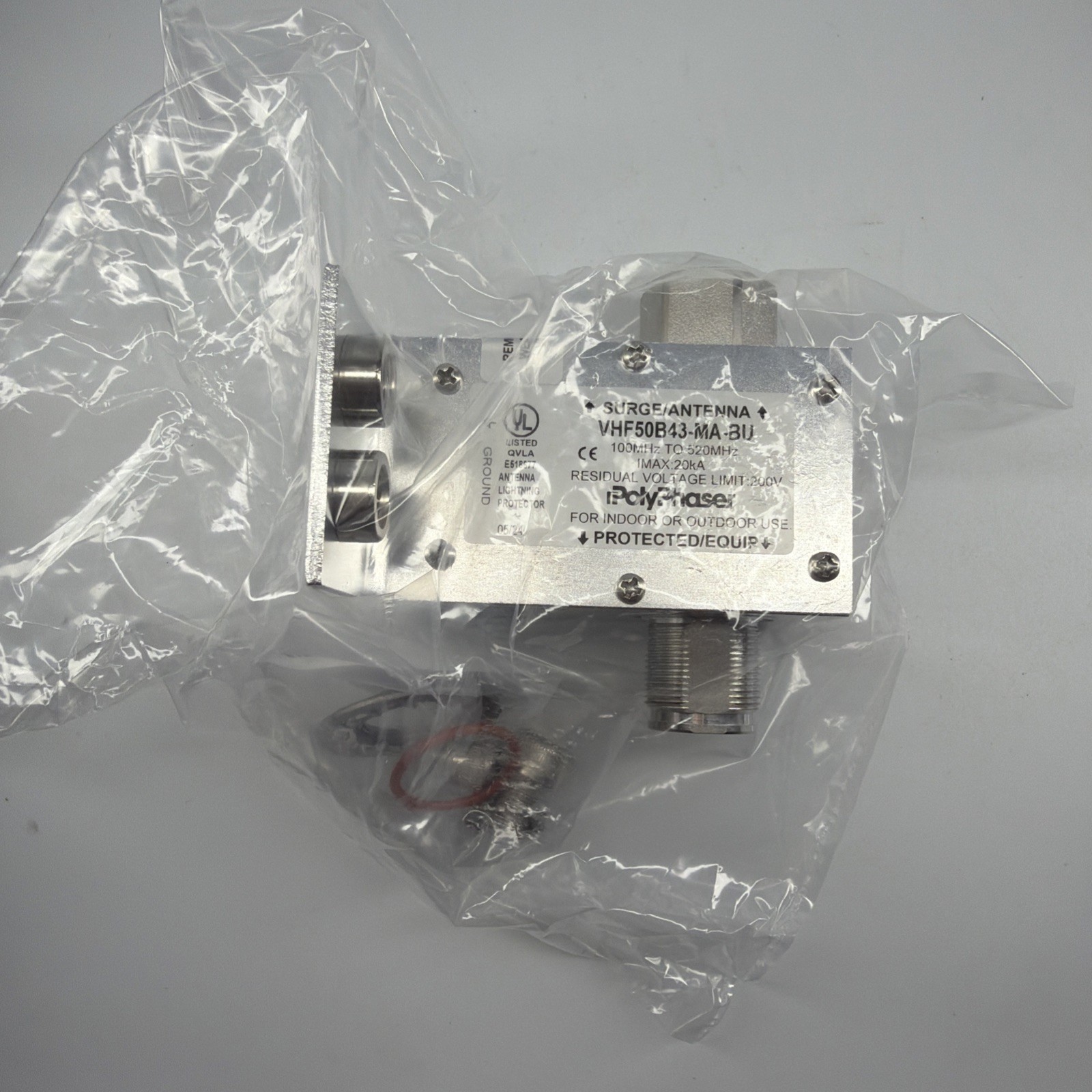PolyPhaser VHF50B43-MA-BU 4.3-10 M/F COAXIAL RF SURGE PROTECTOR 100MHz NEWSEALED