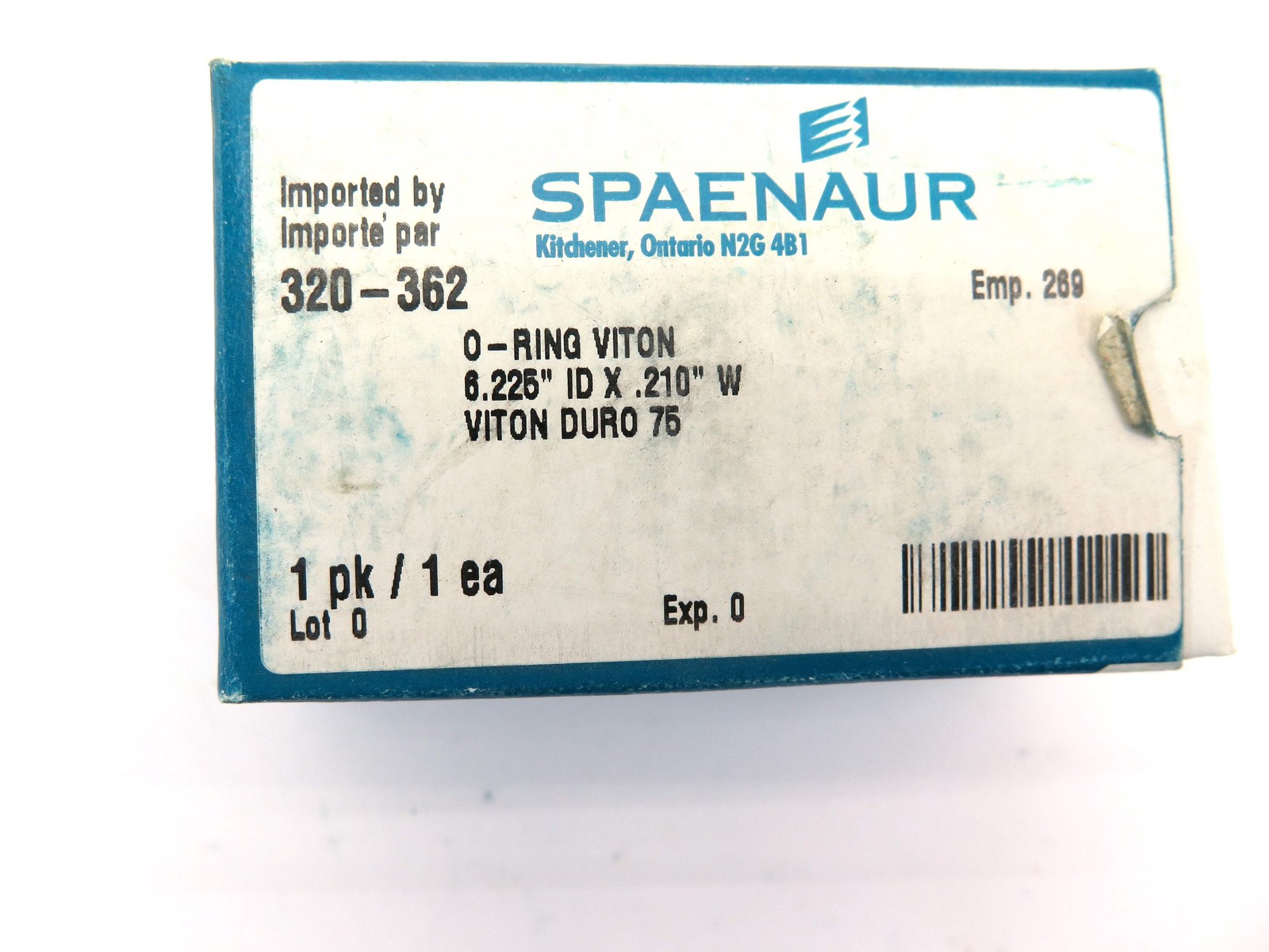 Spaenaur 320-362 O-Ring Viton Duro 75. 6.225″ ID X .210″
