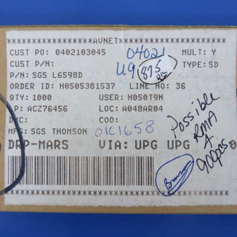 ST MICROELECTRONICS L6598D Qty of 60 per Lot IC SMT OBSOLETE SOIC16
