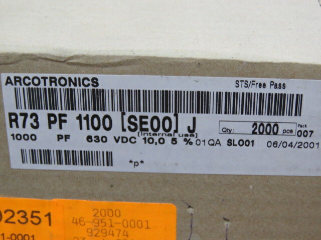 ARCOTRONICS R73PF1100SE00J Qty of 100 per Lot Polyproylene Capacitor