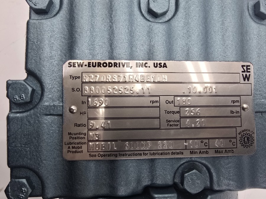 SEW-EURODRIVE R27DRS71M4BE1DH 230/460V 2.50/1.25A NSNP