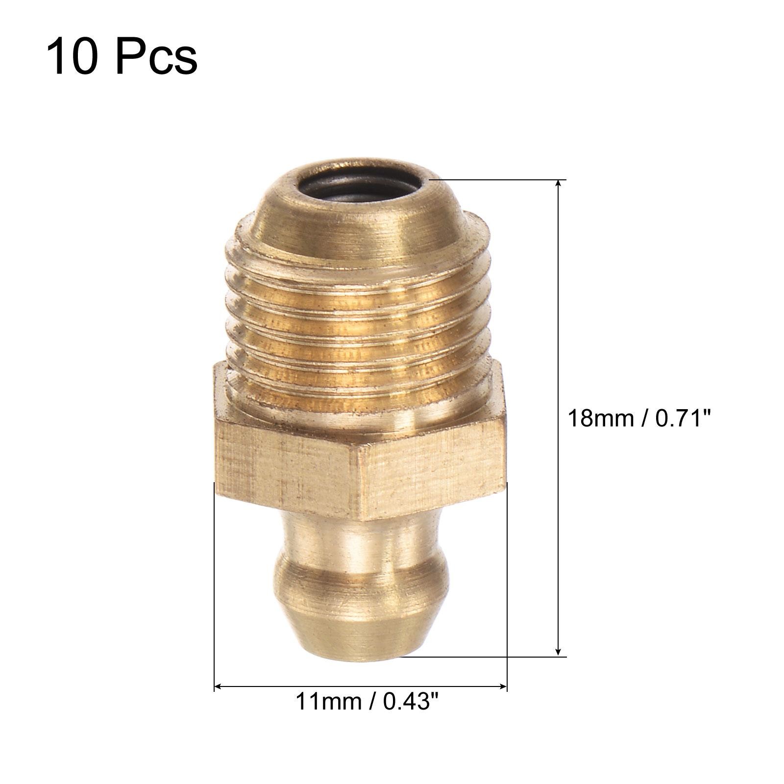 Brass Hydraulic Grease Fitting Assortment M10 x 1mm Thread, 10Pcs