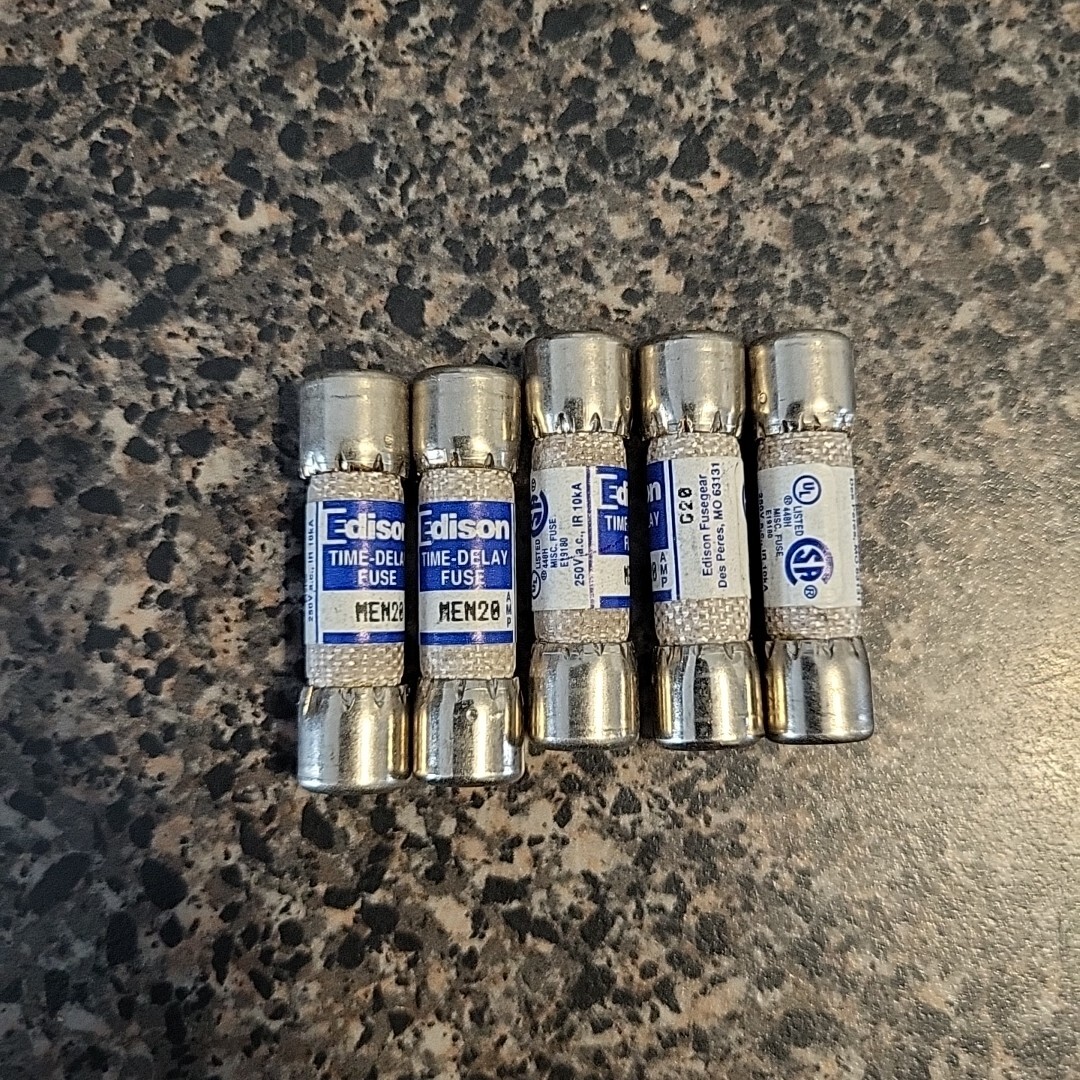 LOT OF 5: Edison MEN20 Time Delay Fuses 20 Amp