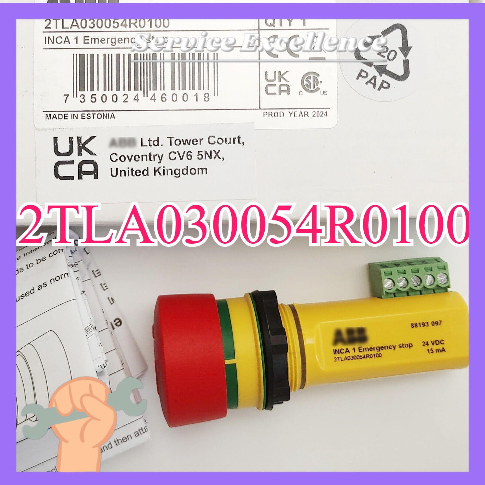 2TLA030054R0100 One New ABB 2TLA030054R0100 Emergency Stop Button Fast Shipping