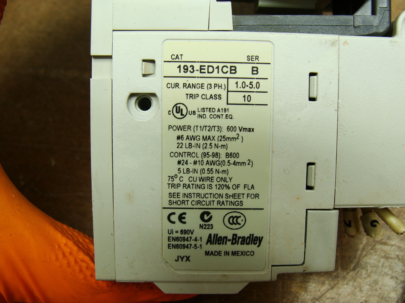 ALLEN BRADLEY 100-C09*10 SER A CONTACTOR W/193-ED1CB SER B OVERLOAD RELAY